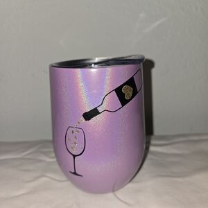 Purple Wine Tumbler with Gold Accents